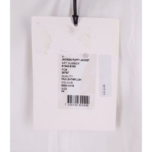 Stand Studio Faux-Leather Jacinda Puffy Jacket Size 34 US 2 XS Womens White $430 - Picture 12 of 15